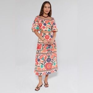 Avara Serena Orange Floral Midi Skirt – Size Small- EUC- Worn Once